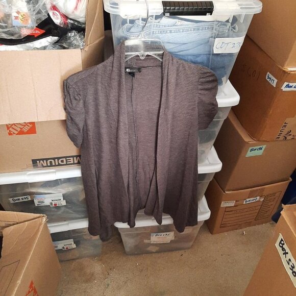 NEW ! ABstudio Women Draped Cardigan Gray Size M - Picture 1 of 6